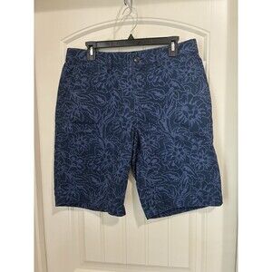 GAP Flat Front Chino Shorts Navy Blue Floral Size 33 New Vacation Tropical